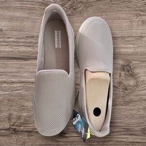 Skechers Women's Taupe Mesh Slip-On Sneakers